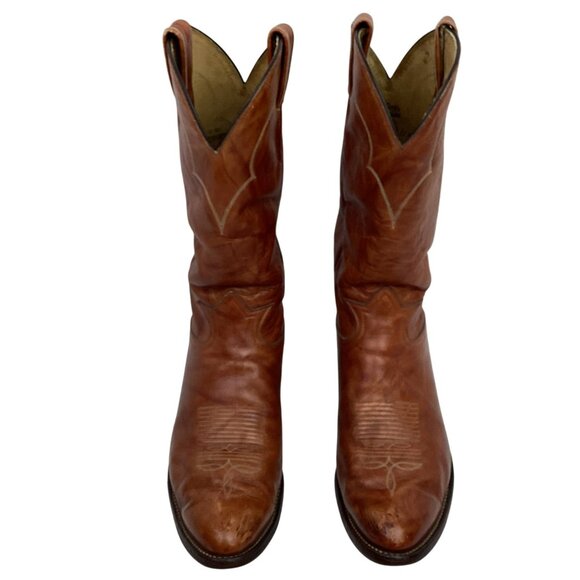 Vintage Tony Lama 5084 Dress Western Cowboy Leather Boots Mens 11E Cognac - Picture 2 of 10